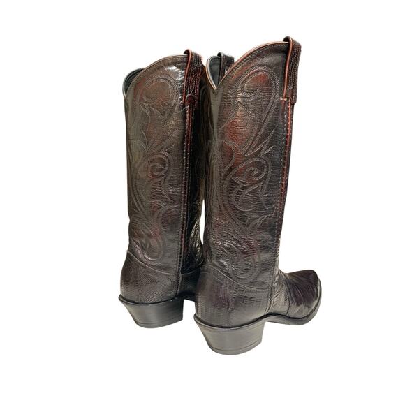 El Paso Dan Post Cowboy Boots Women’s Western Size 7 M Winston Lizard READ main image 9